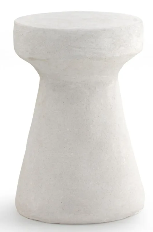 Table d'appoint en polyrésine couleur ciment blanc