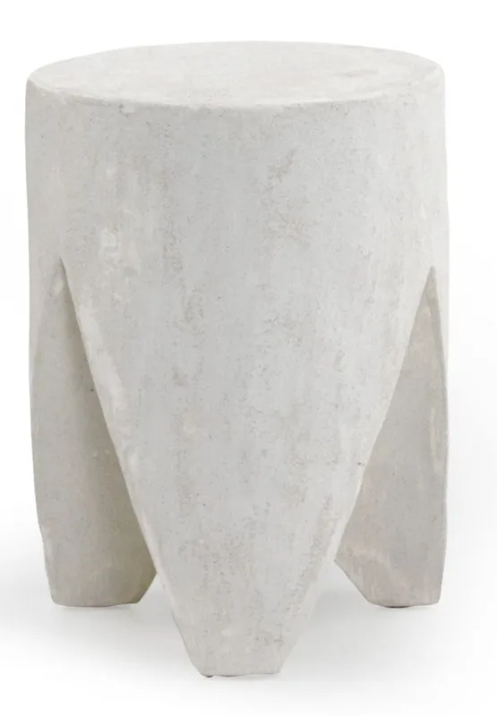 Table d'appoint en résine blanche couleur ciment