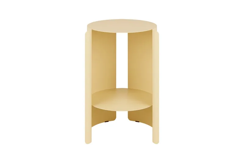 Table d'appoint avec étagère en acier peint par poudrage, jaune