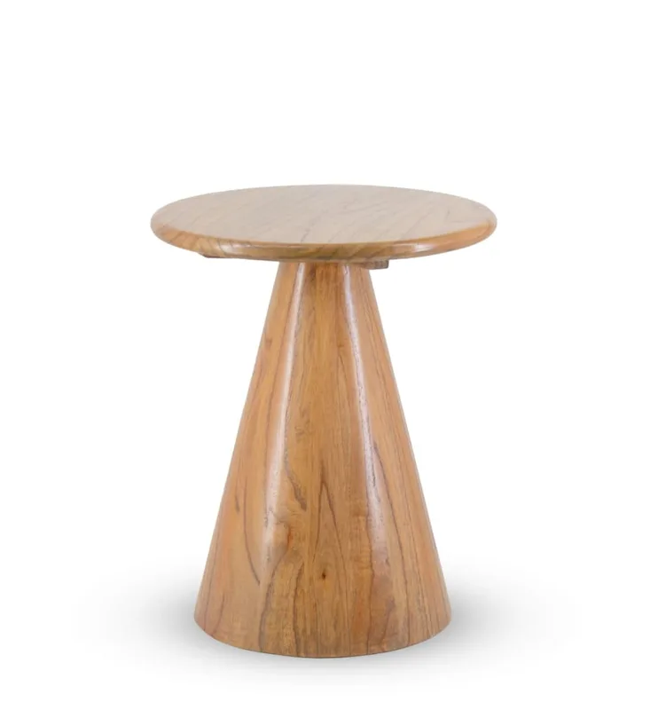 Table d'appoint pied conique en bois beige Ø 45 cm