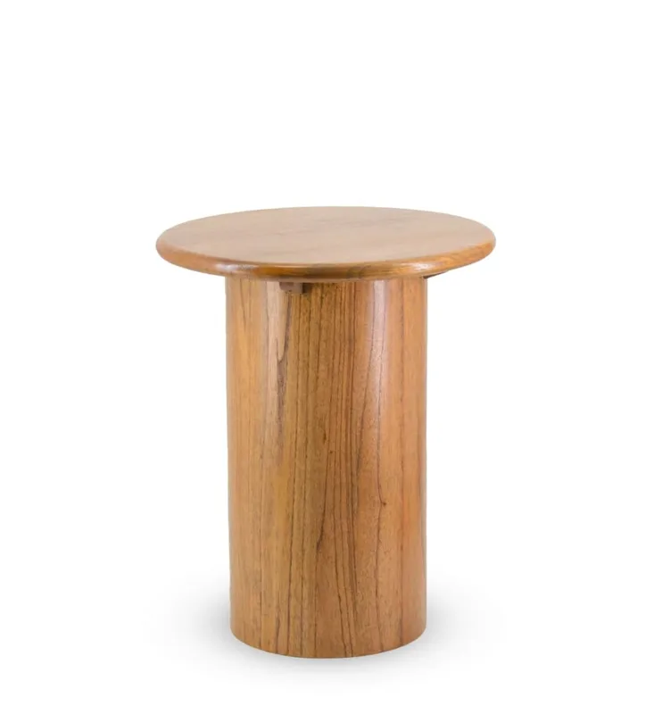 Table d'appoint pied cylindrique en bois beige Ø 45 cm