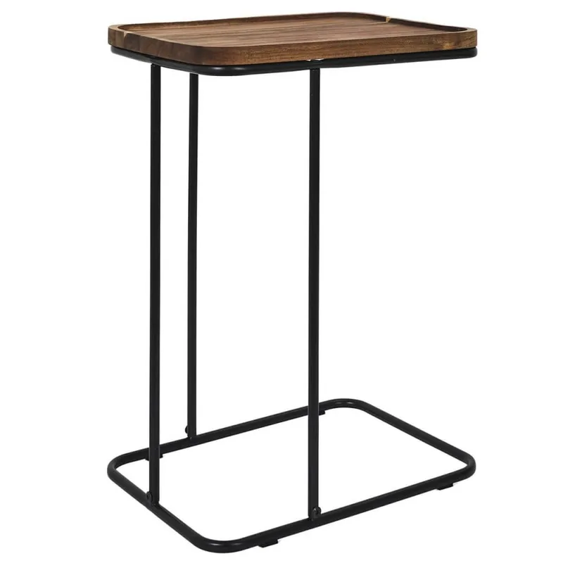 Bout  de canapé en métal filaire et plateau en acacia