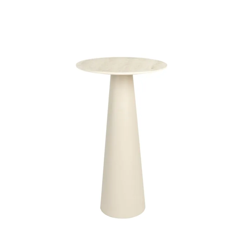 Table d'appoint ronde effet travertin ø40cm H70cm - Beige