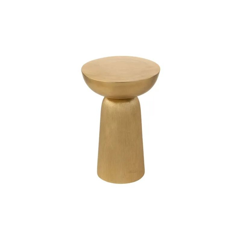 Bout de canapé rond en aluminium doré