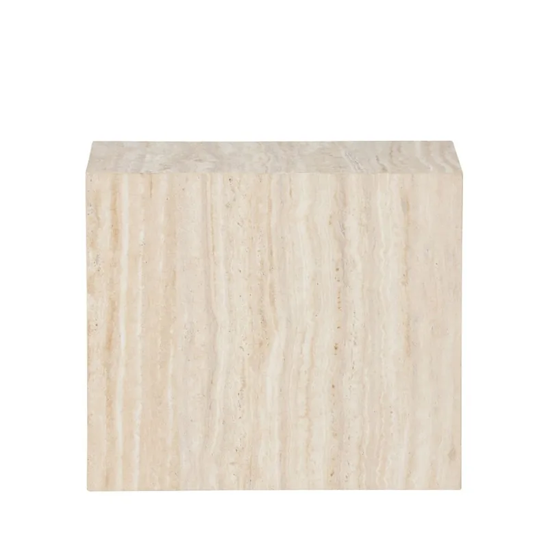 Table d'appoint effet travertin 35x25cm - Beige