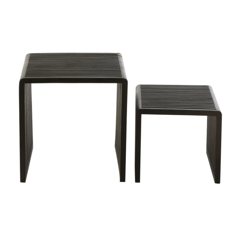 Set de 2 tables d'appoint en bois MALYO bois (teck) noir 45x50x50cm
