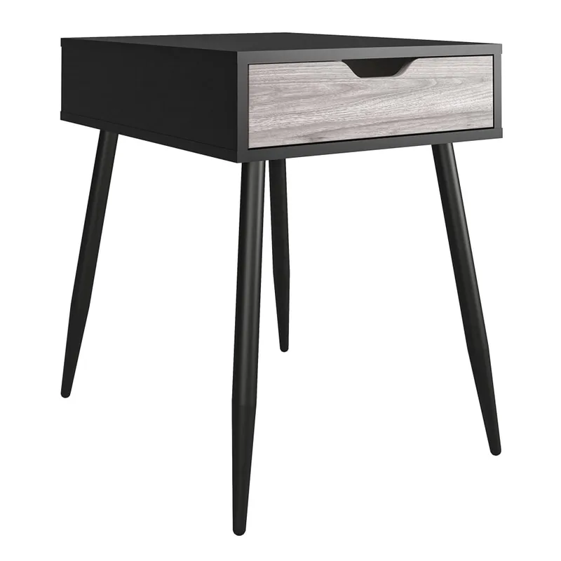 Table d'appoint avec 1 tiroir en effet chêne noir