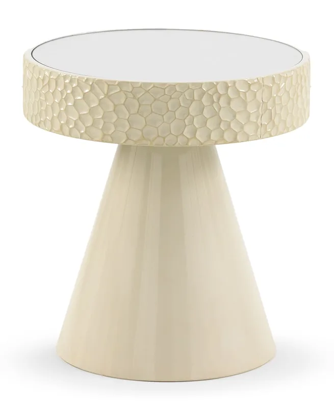 Table d'appoint en métal et miroir