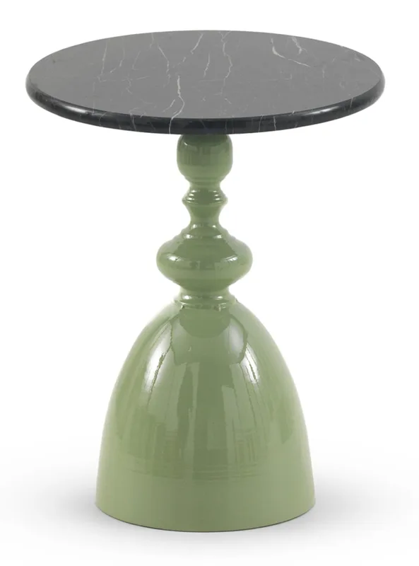 Table d'appoint en métal et marbre, couleur gris-vert