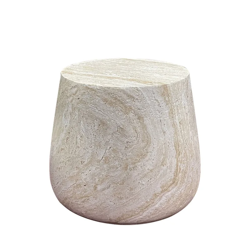 Table d'appoint ronde effet travertin ø47,5cm - Beige