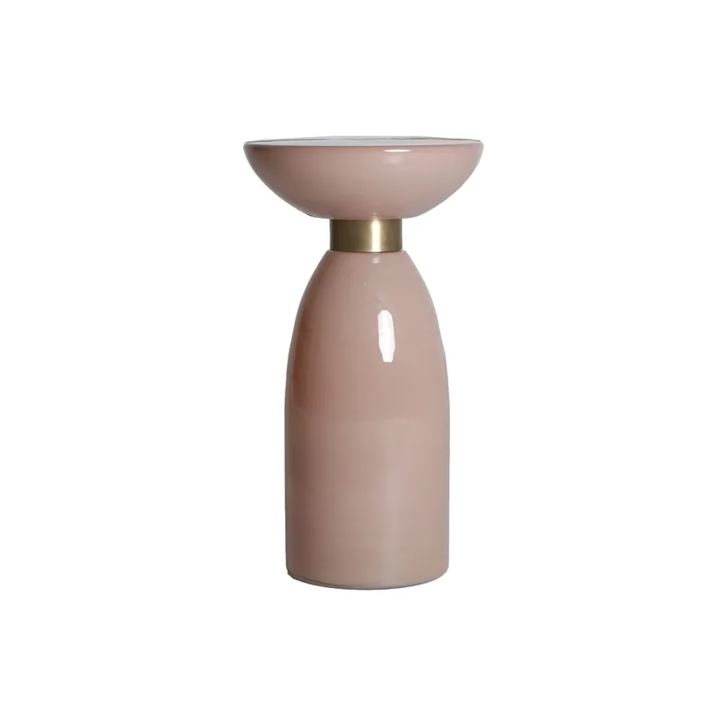 Table basse en verre rose pâle brillant 30x30x57 cm