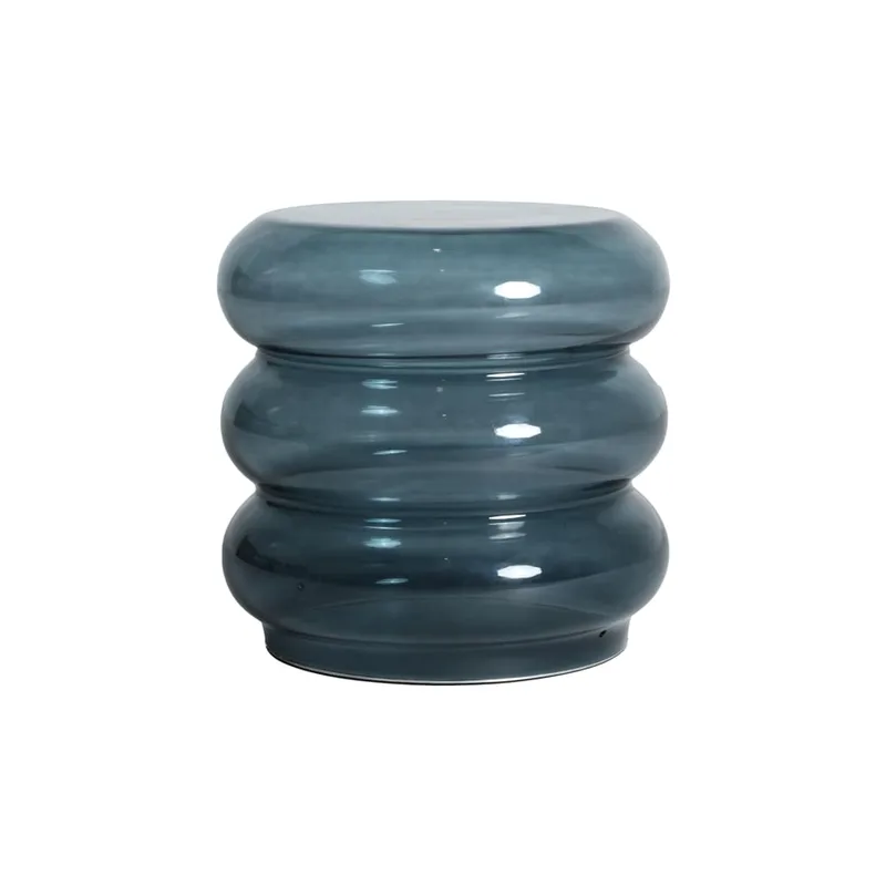 Table basse en verre bleu translucide 38x38x40 cm