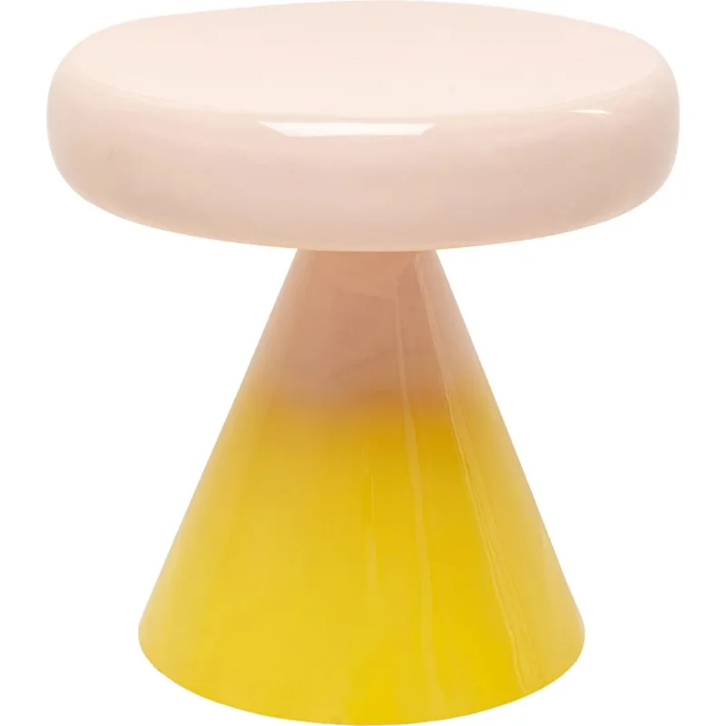 Table d'appoint ronde en acier rose et jaune D42