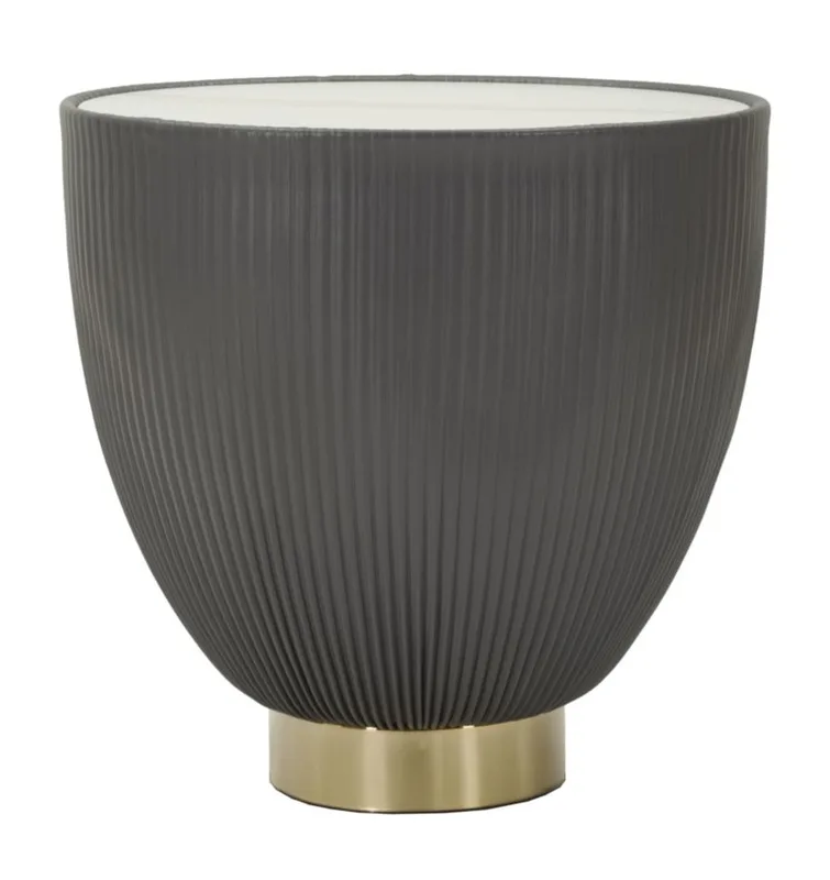 Table basse en éco-cuir gris et plateau en marbre ø 46x45 cm