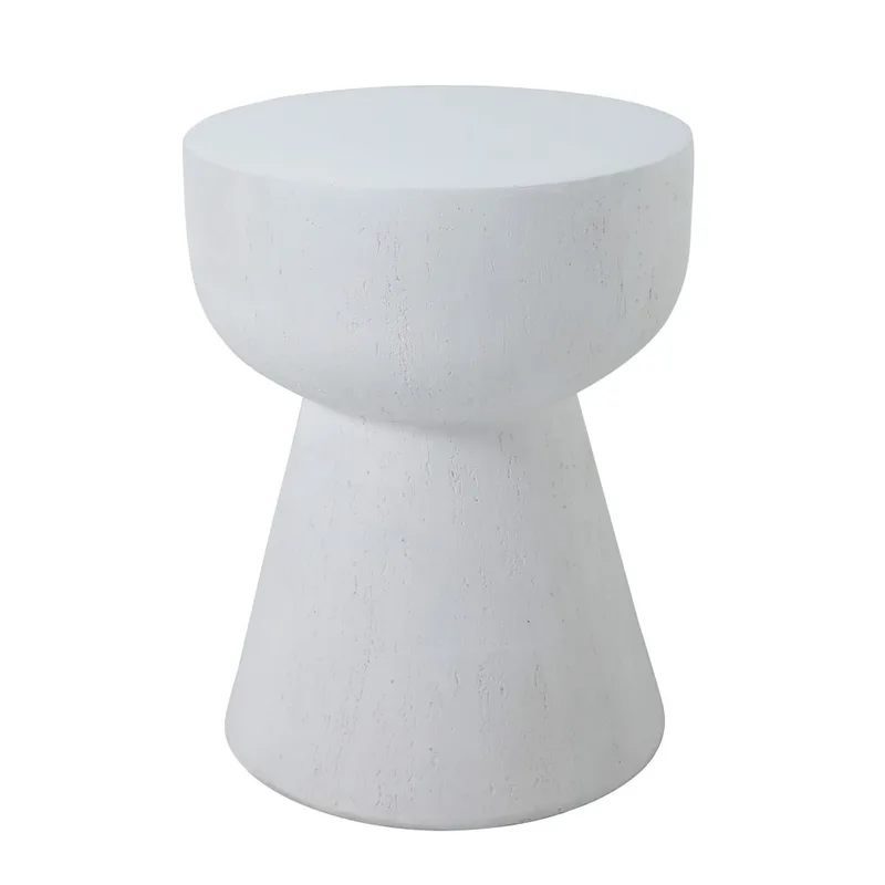 Table d'appoint bout de canapé intérieur extérieur en magnesite Blanc