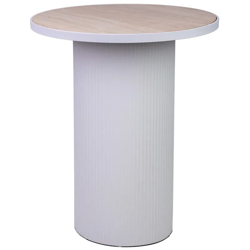 Table d'appoint en métal blanc et bois 46x46x56h cm