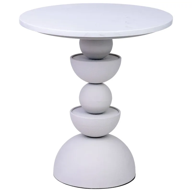 Table d'appoint en métal blanc et bois 40,5x40,5x45h cm