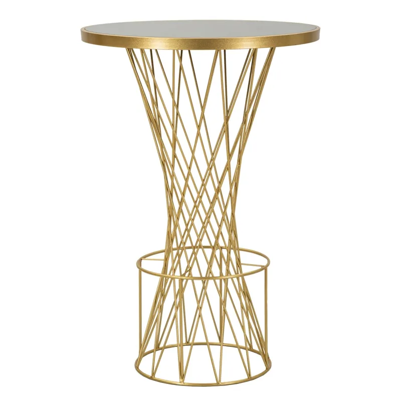 Table de bar en métal doré et verre cm ø 70x103