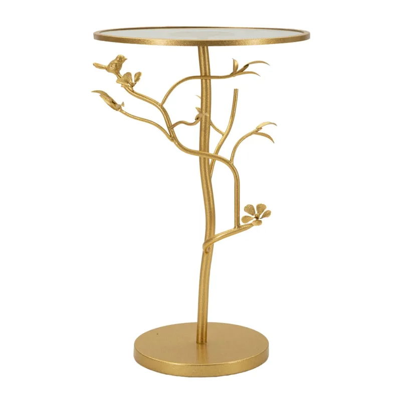 Petite table en métal doré et verre cm ø 38x60