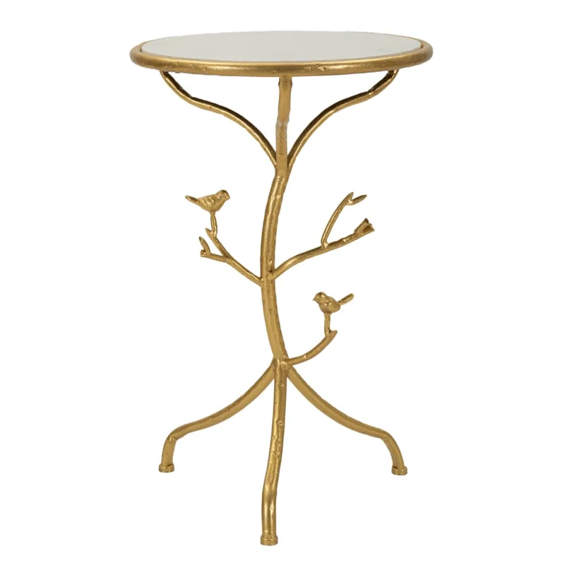 Table basse en métal doré et marbre cm ø 38x60