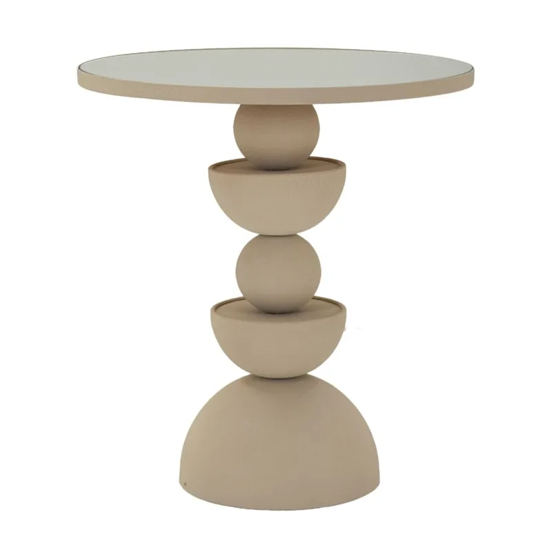 Table basse et miroir en métal crème cm ø 45x49,5
