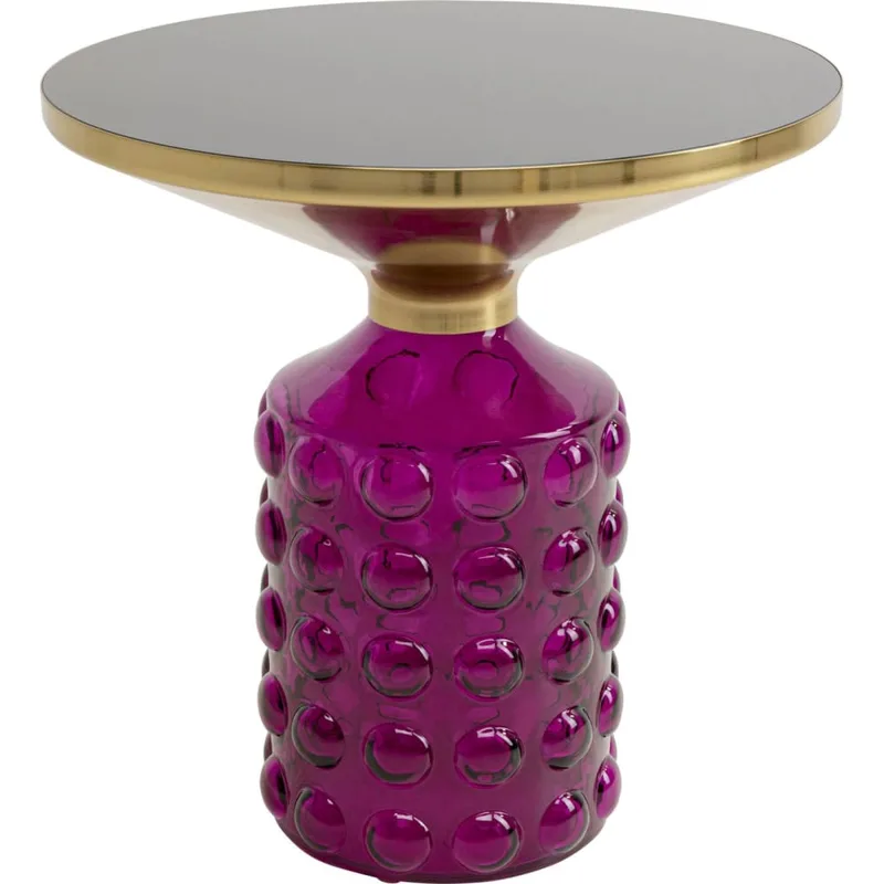 Table d'appoint en verre bullé violet