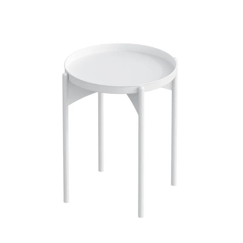 Table d'appoint ronde design en métal blanc