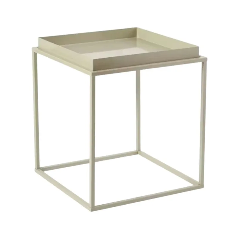 Table d'appoint moderne en métal blanc plateau amovible