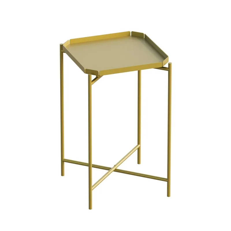 Table d'appoint dorée en métal plateau carré