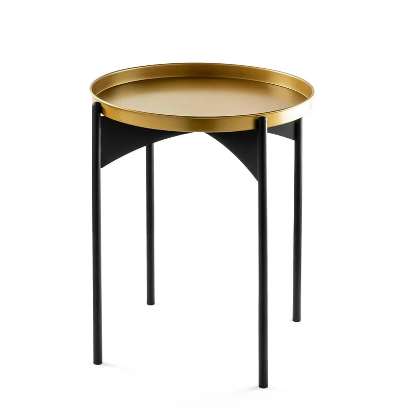 Bout de canapé rond plateau doré design
