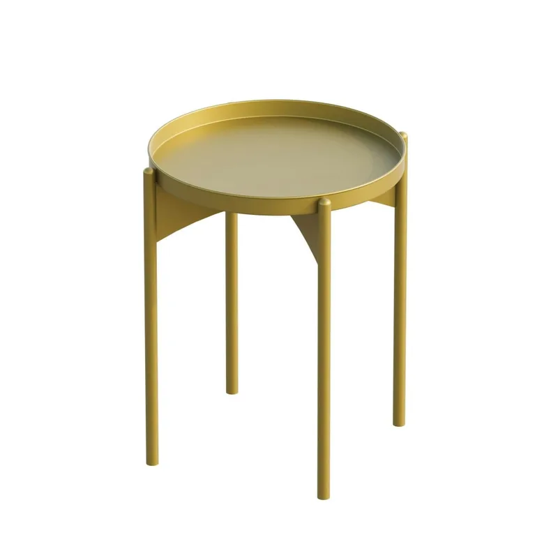 Bout de canapé design en métal doré plateau rond