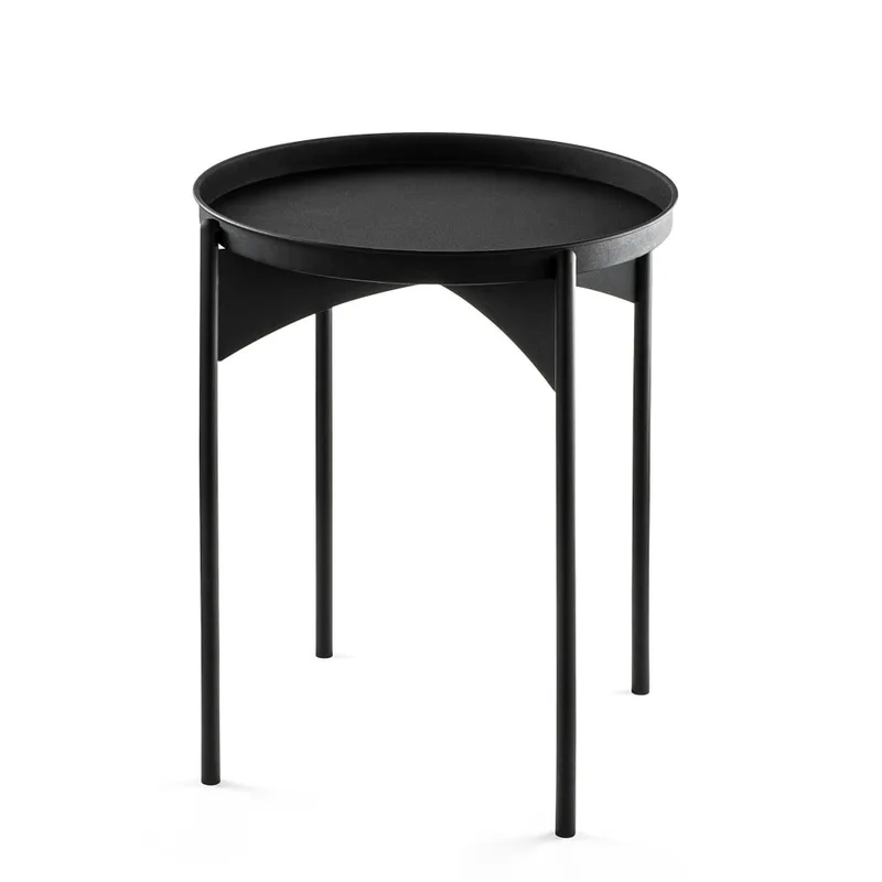 Table d'appoint ronde en métal noir 44 cm