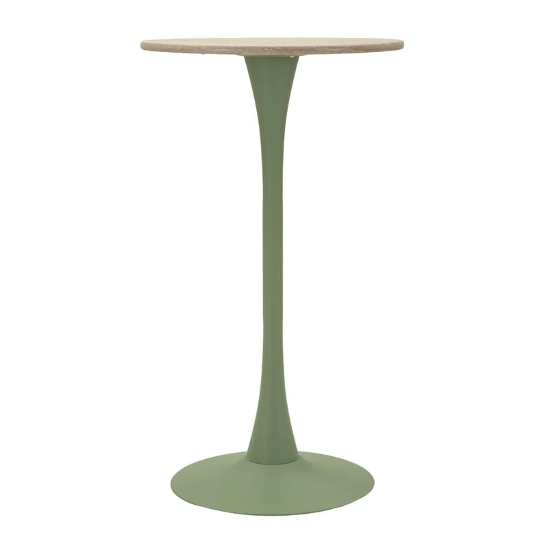 Table de bar en bois et métal vert et crème (Ø 60 x 106 cm)