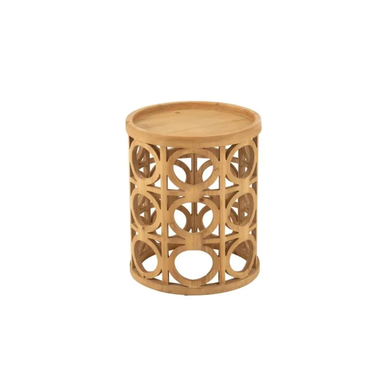 Bout de canapé rond sculpté en bois