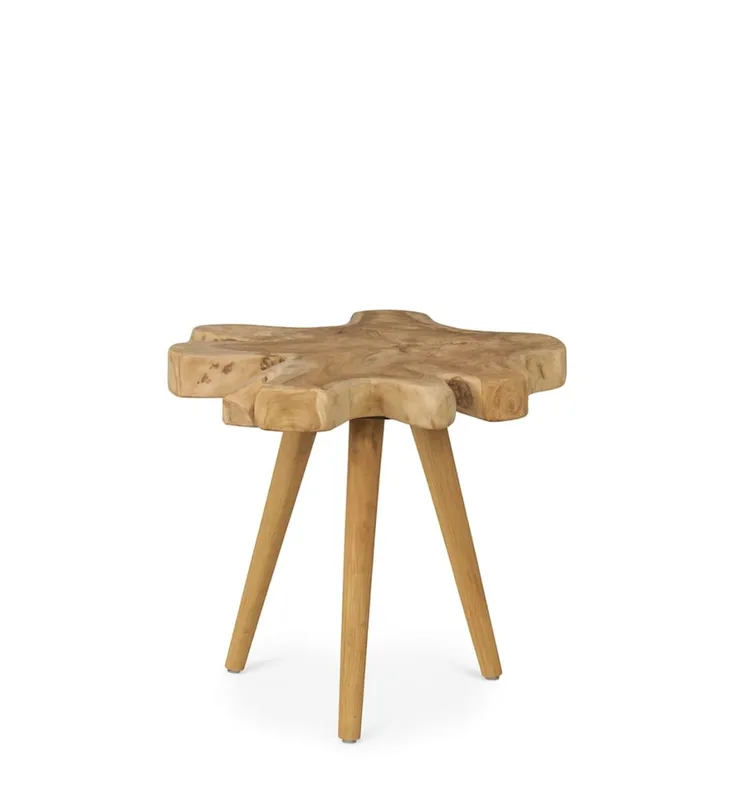 Table d’appoint tronc irrégulier en teck beige