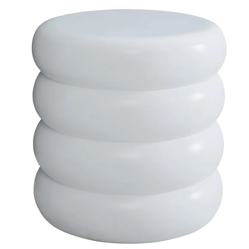 Table d'appoint bout de canapé intérieur extérieur en magnesite blanc