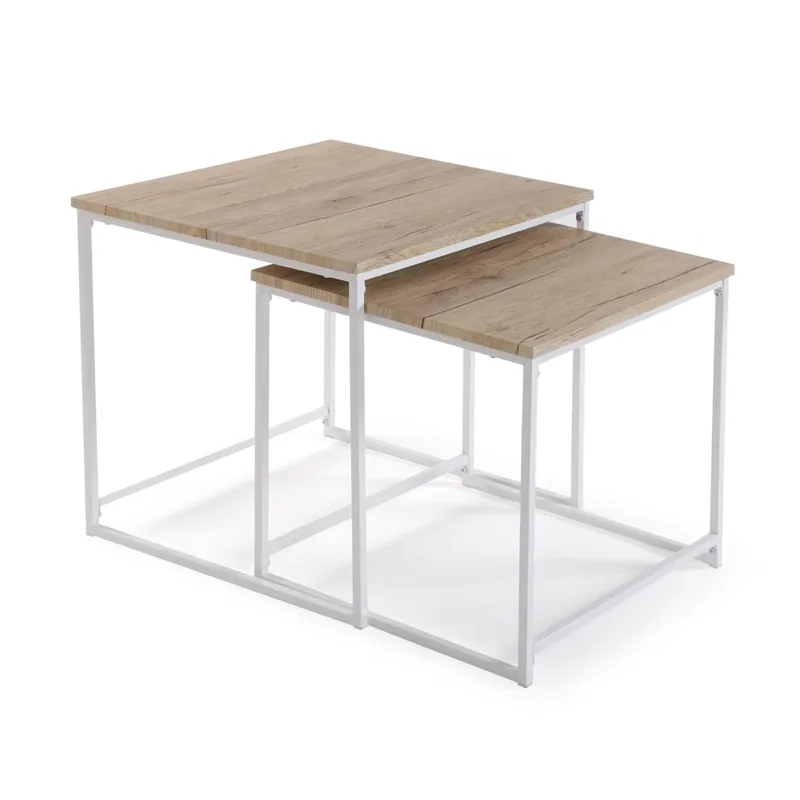 Table d'appoint (lot de 2) en aggloméré blanc