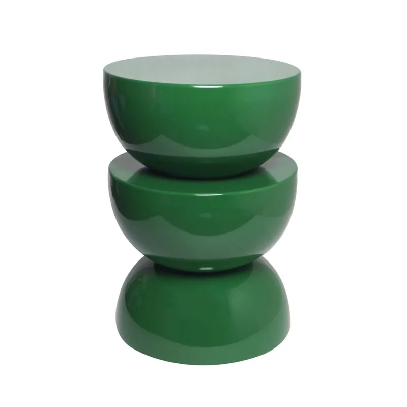 Table d'appoint en métal, bout de canapé effet glassy vert foncé