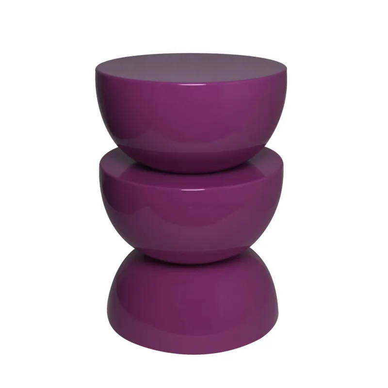 Table d'appoint en métal, bout de canapé effet glassy violet