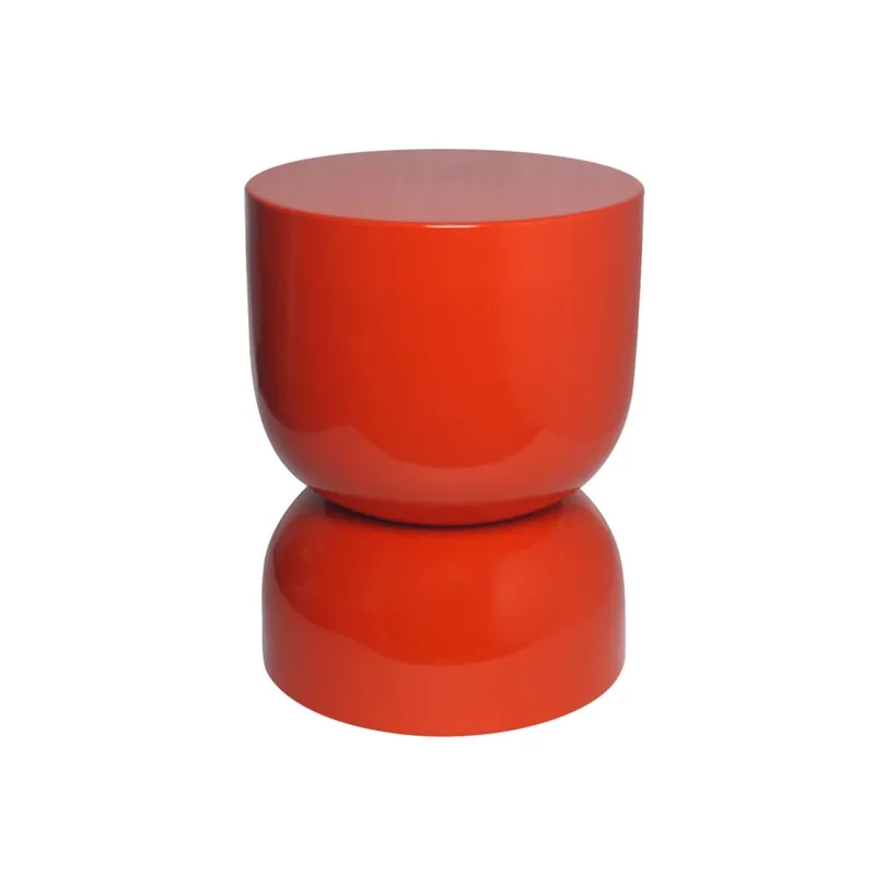 Table d'appoint en métal, bout de canapé effet glassy orange D32