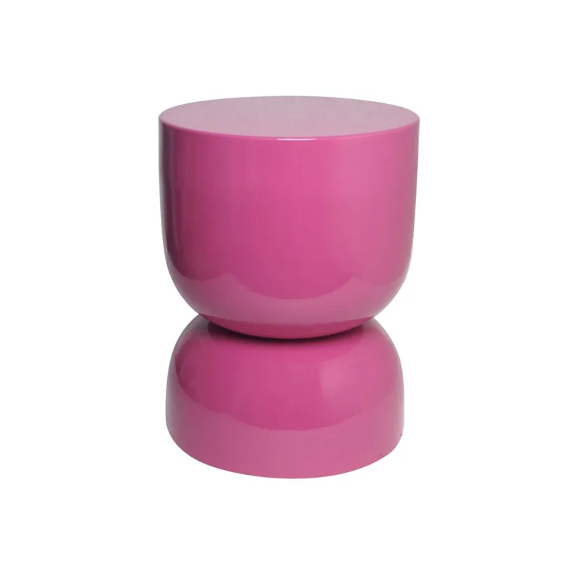 Table d'appoint en métal, bout de canapé effet glassy rose D32