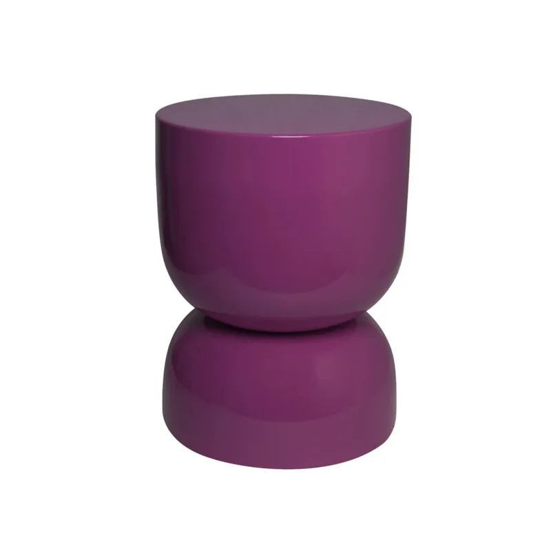 Table d'appoint en métal, bout de canapé effet glassy violet D32