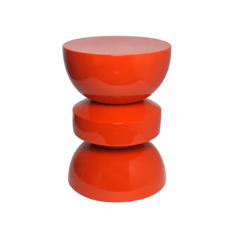 Table d'appoint en métal bout de canapé effet glassy orange D32