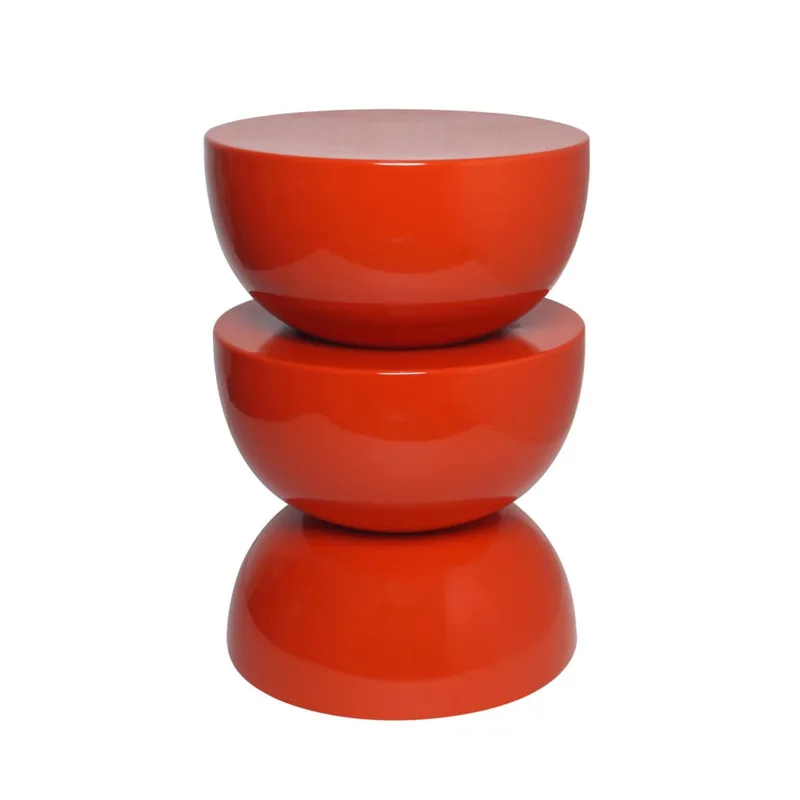 Table d'appoint en métal, bout de canapé effet glassy orange