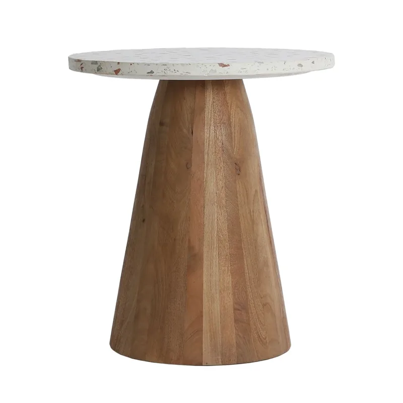 Table basse en terrazzo blanc  en 40x40x50 cm - lot de 2