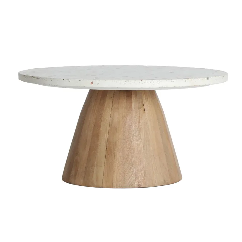 Table basse en terrazzo blanc  en 80x80x41 cm