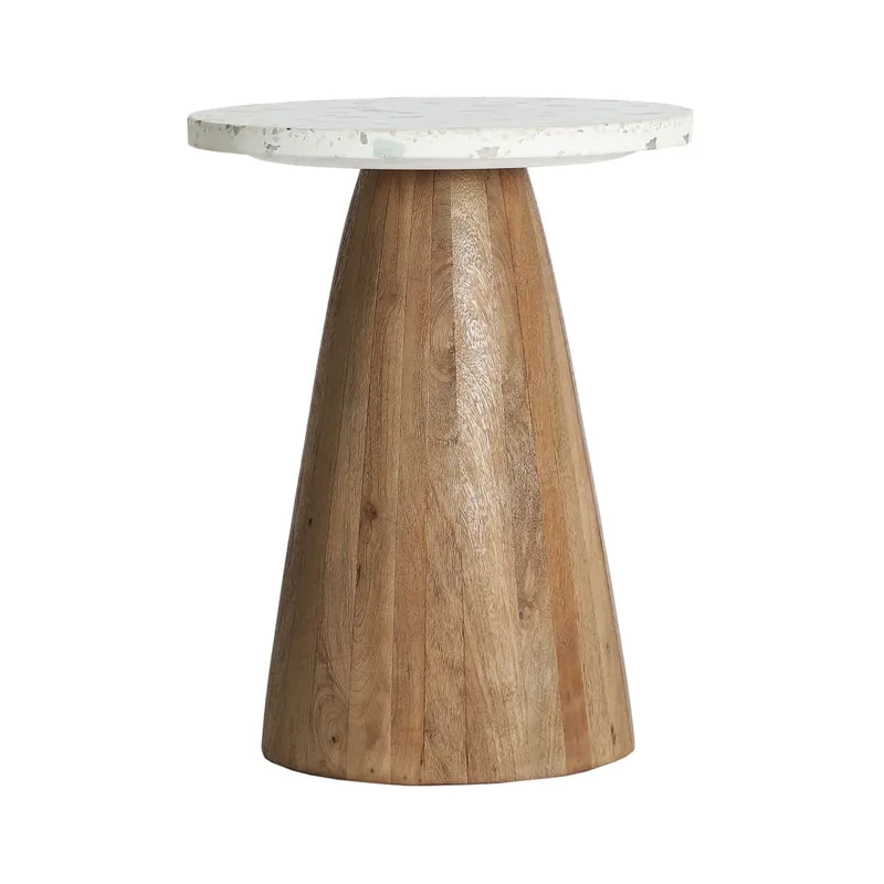 Table basse en terrazzo blanc  en 60x60x65 cm