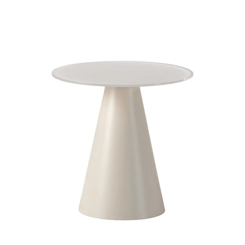 Table d'appoint ronde en verre trempé et métal ø45cm - Beige