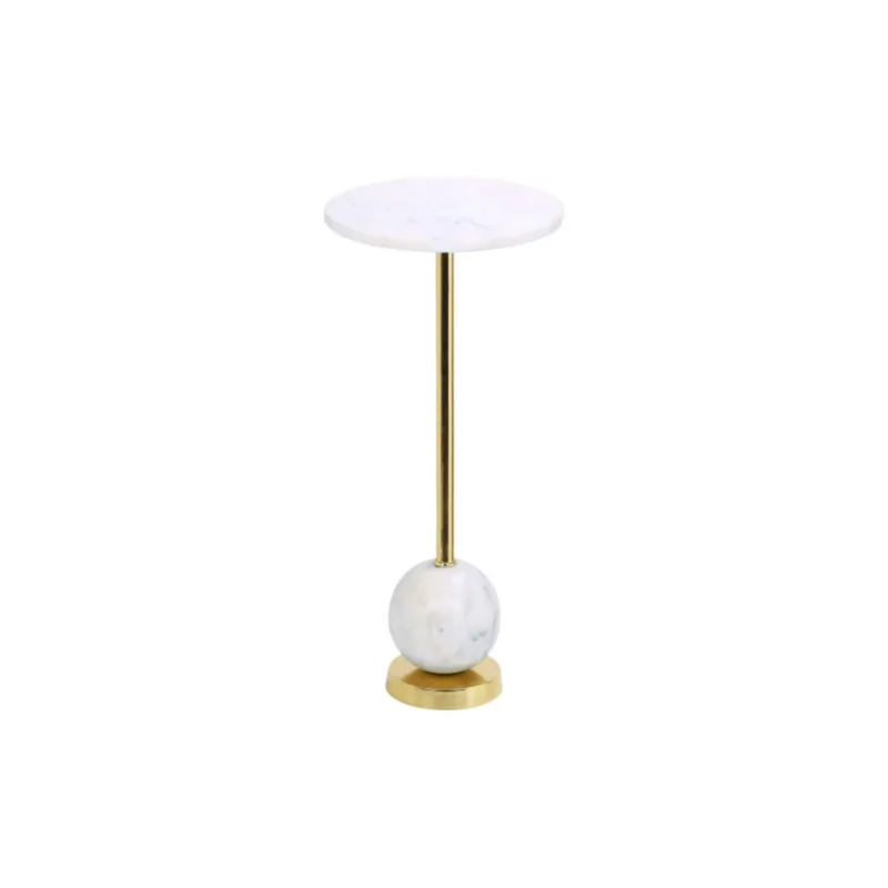 TWIN-Table d'appoint en acier laiton et marbre ø25 cm