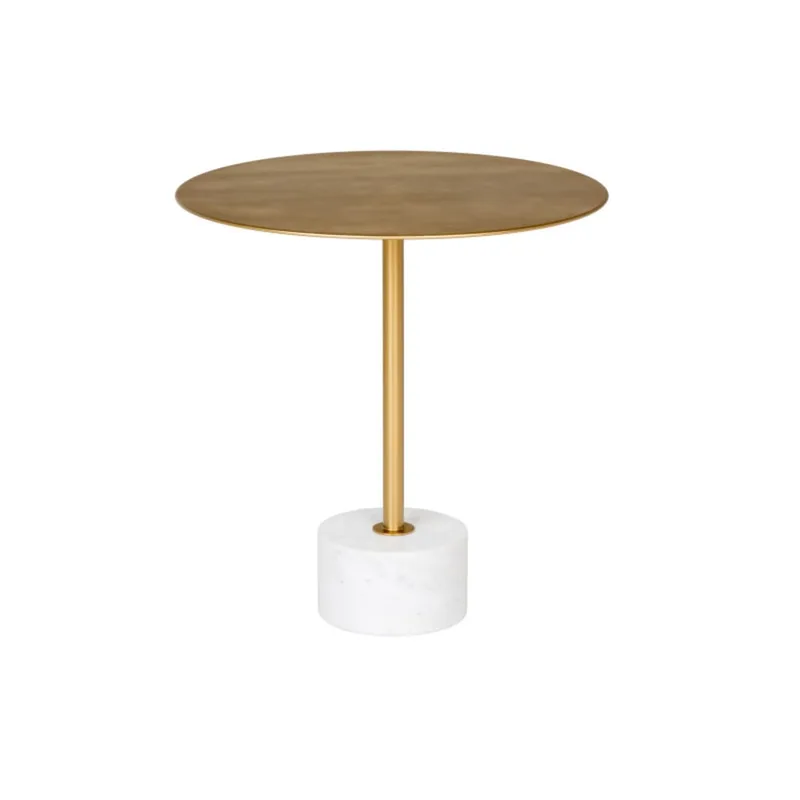 TWIN-Table d'appoint en acier laiton et marbre ø51 cm